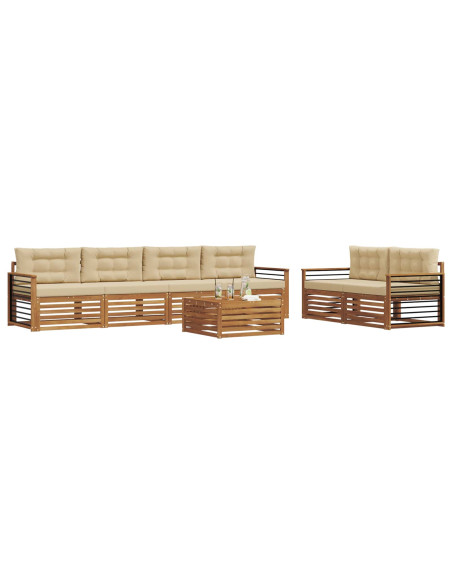 Set di divani con cuscino 7 pcs Naturale e Beige