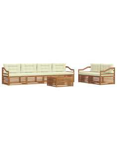 Set di divani con cuscino 7 pcs Naturale e Crema 2