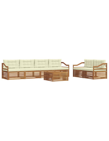 Set di divani con cuscino 7 pcs Naturale e Crema