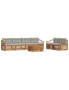 Set di divani con cuscino 7 pcs Grigio Naturale e Chiaro 2