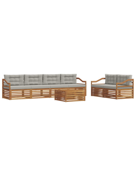 Set di divani con cuscino 7 pcs Grigio Naturale e Chiaro