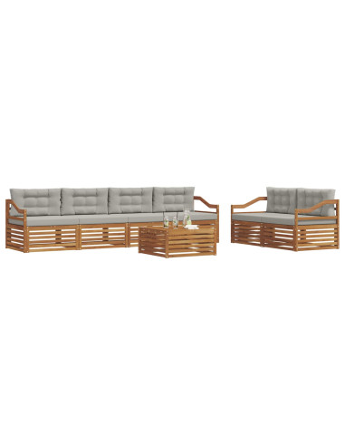 Set di divani con cuscino 7 pcs Grigio Naturale e Chiaro