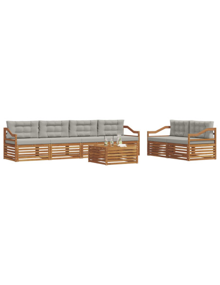 Set di divani con cuscino 7 pcs Grigio Naturale e Chiaro