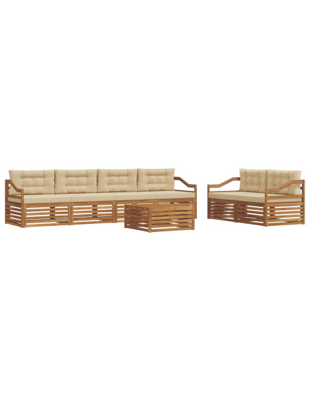 Set di divani con cuscino 7 pcs Naturale e Beige