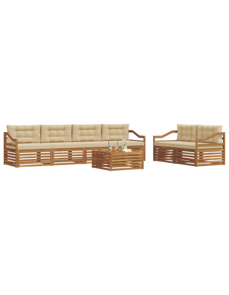 Set di divani con cuscino 7 pcs Naturale e Beige