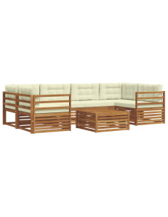 Set di divani con cuscino 8 pcs Naturale e Crema 2