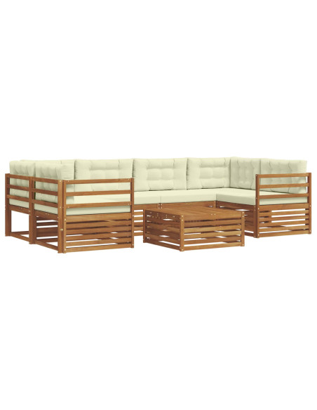 Set di divani con cuscino 8 pcs Naturale e Crema