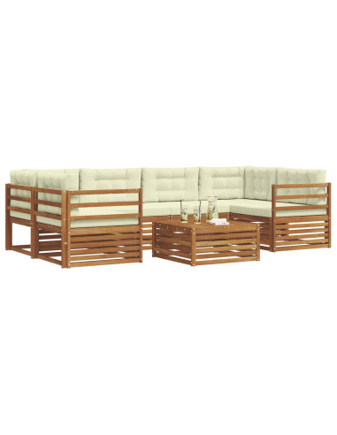 Set di divani con cuscino 8 pcs Naturale e Crema