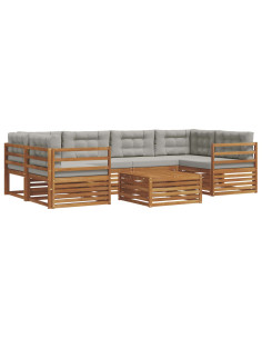 Set di divani con cuscino 21 pcs Grigio Naturale e Chiaro 2