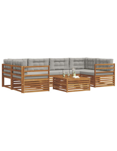 Set di divani con cuscino 21 pcs Grigio Naturale e Chiaro