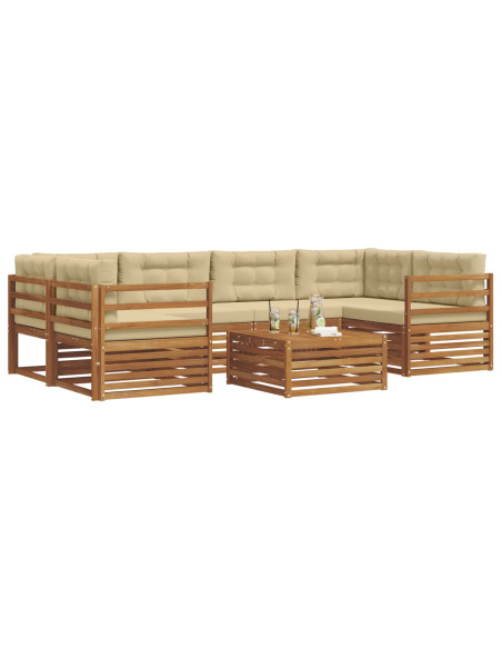 Set di divani con cuscino 8 pcs Naturale e Beige