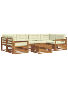 Set di divani con cuscino 8 pcs Naturale e Crema 2