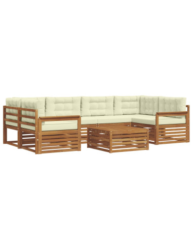 Set di divani con cuscino 8 pcs Naturale e Crema
