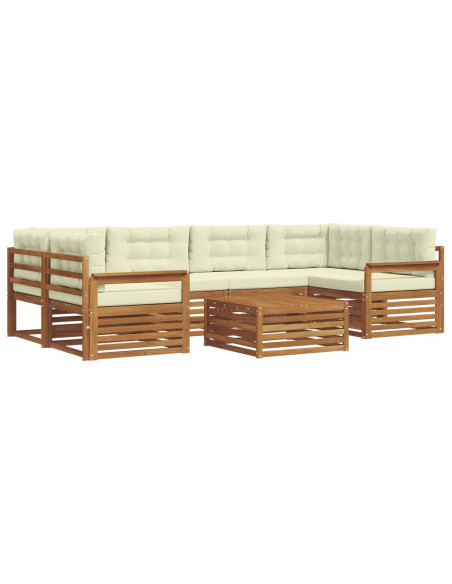 Set di divani con cuscino 8 pcs Naturale e Crema