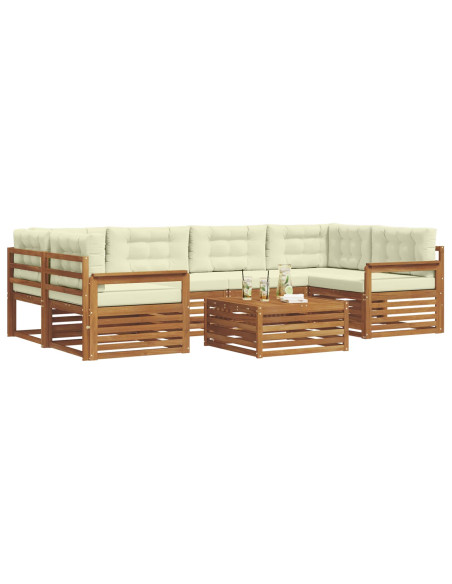 Set di divani con cuscino 8 pcs Naturale e Crema