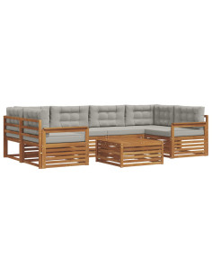 Set di divani con cuscino 21 pcs Grigio Naturale e Chiaro 2
