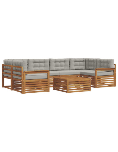 Set di divani con cuscino 21 pcs Grigio Naturale e Chiaro