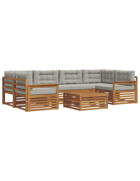 Set di divani con cuscino 21 pcs Grigio Naturale e Chiaro