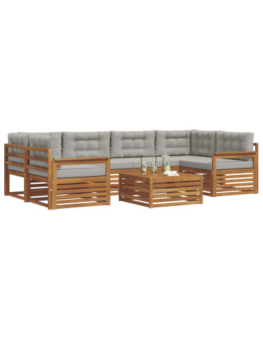 Set di divani con cuscino 21 pcs Grigio Naturale e Chiaro