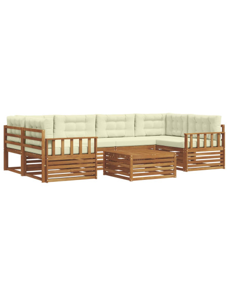 Set di divani con cuscino 8 pcs Naturale e Crema