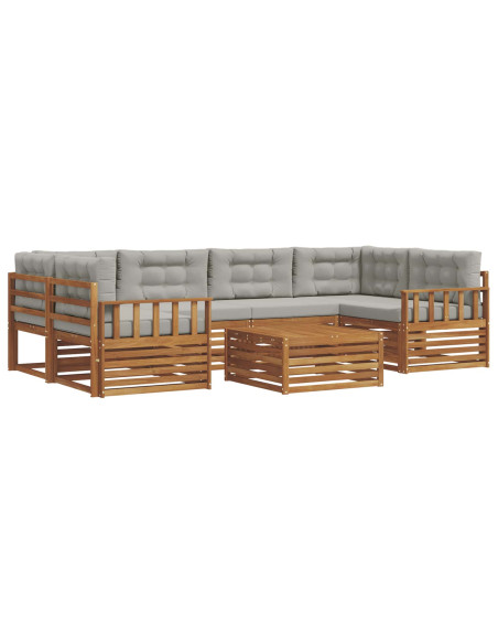 Set di divani con cuscino 21 pcs Grigio Naturale e Chiaro
