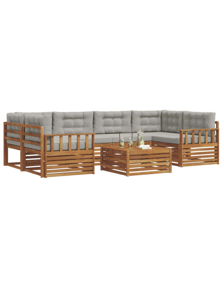 Set di divani con cuscino 21 pcs Grigio Naturale e Chiaro