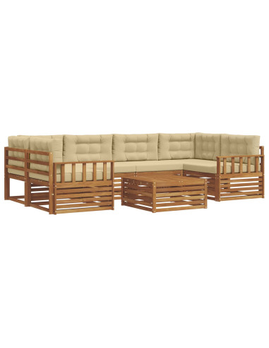 Set di divani con cuscino 8 pcs Naturale e Beige
