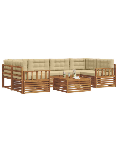 Set di divani con cuscino 8 pcs Naturale e Beige