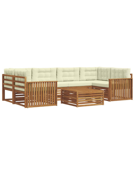 Set di divani con cuscino 8 pcs Naturale e Crema