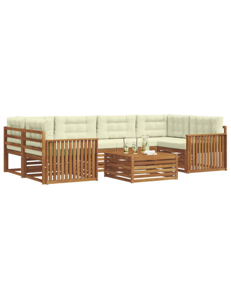 Set di divani con cuscino 8 pcs Naturale e Crema