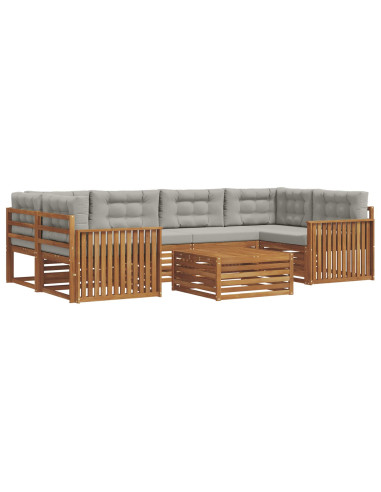 Set di divani con cuscino 21 pcs Grigio Naturale e Chiaro