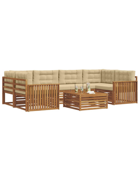 Set di divani con cuscino 8 pcs Naturale e Beige