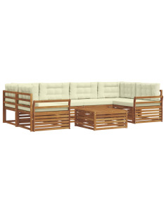Set di divani con cuscino 8 pcs Naturale e Crema 2