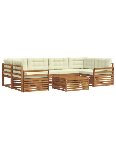 Set di divani con cuscino 8 pcs Naturale e Crema