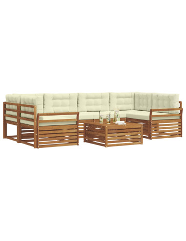 Set di divani con cuscino 8 pcs Naturale e Crema