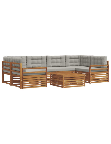 Set di divani con cuscino 21 pcs Grigio Naturale e Chiaro