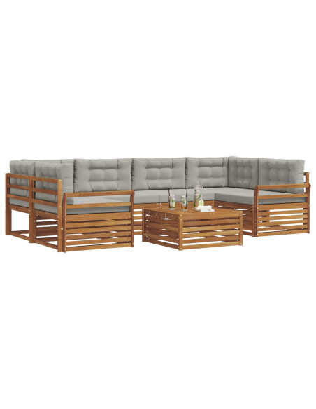 Set di divani con cuscino 21 pcs Grigio Naturale e Chiaro