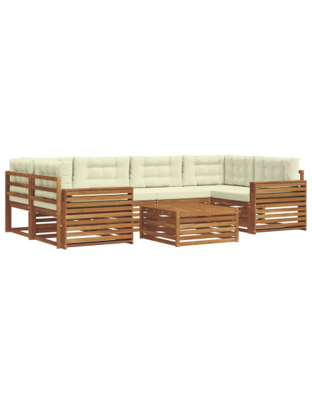 Set di divani con cuscino 8 pcs Naturale e Crema