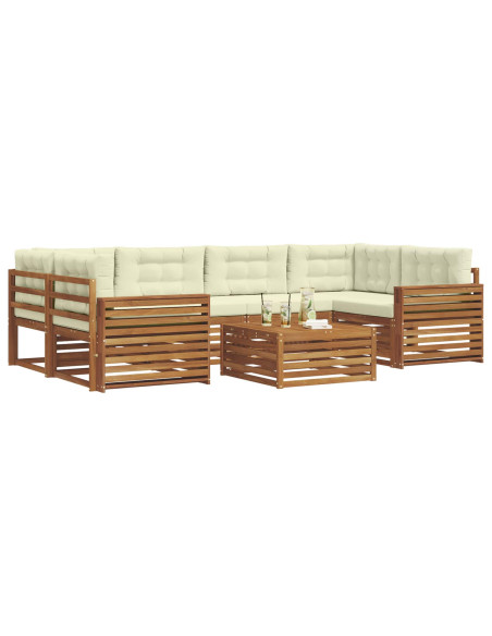 Set di divani con cuscino 8 pcs Naturale e Crema