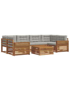 Set di divani con cuscino 21 pcs Grigio Naturale e Chiaro 2