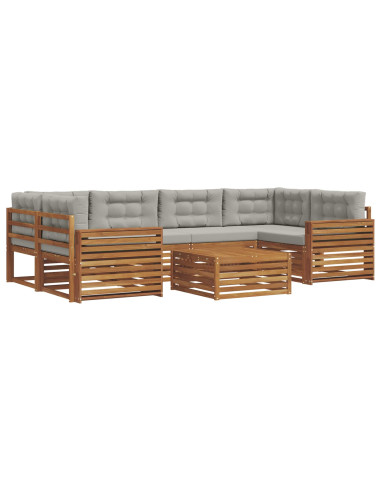 Set di divani con cuscino 21 pcs Grigio Naturale e Chiaro