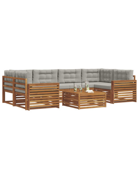 Set di divani con cuscino 21 pcs Grigio Naturale e Chiaro