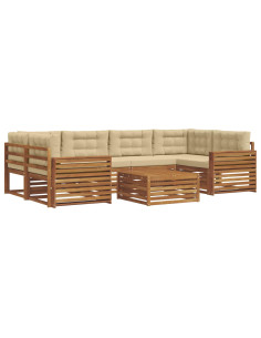 Set di divani con cuscino 8 pcs Naturale e Beige 2