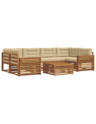 Set di divani con cuscino 8 pcs Naturale e Beige