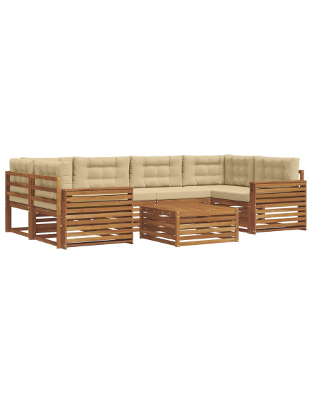 Set di divani con cuscino 8 pcs Naturale e Beige