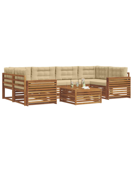 Set di divani con cuscino 8 pcs Naturale e Beige