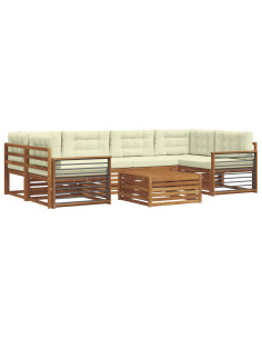 Set di divani con cuscino 8 pcs Naturale e Crema 2