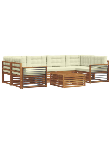 Set di divani con cuscino 8 pcs Naturale e Crema