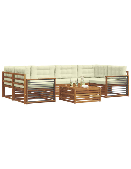 Set di divani con cuscino 8 pcs Naturale e Crema