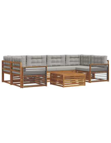 Set di divani con cuscino 21 pcs Grigio Naturale e Chiaro